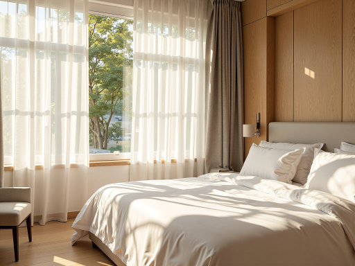 民宿酒店拍摄作品，现代简约客房，大床舒适，装饰温馨，自然光线充足